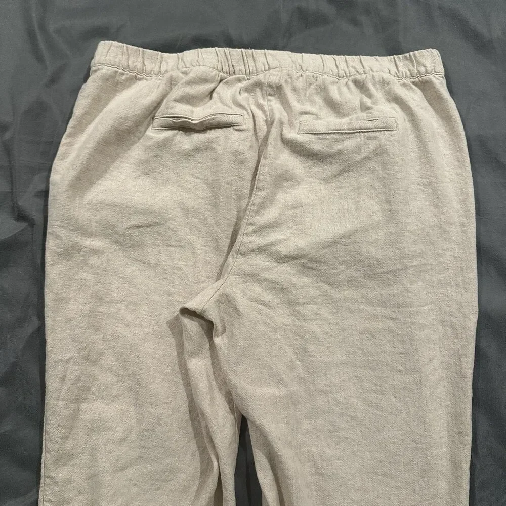 Banana Republic Pants Womens XL Beige Linen Blend Tapered High Rise Ankle Twill